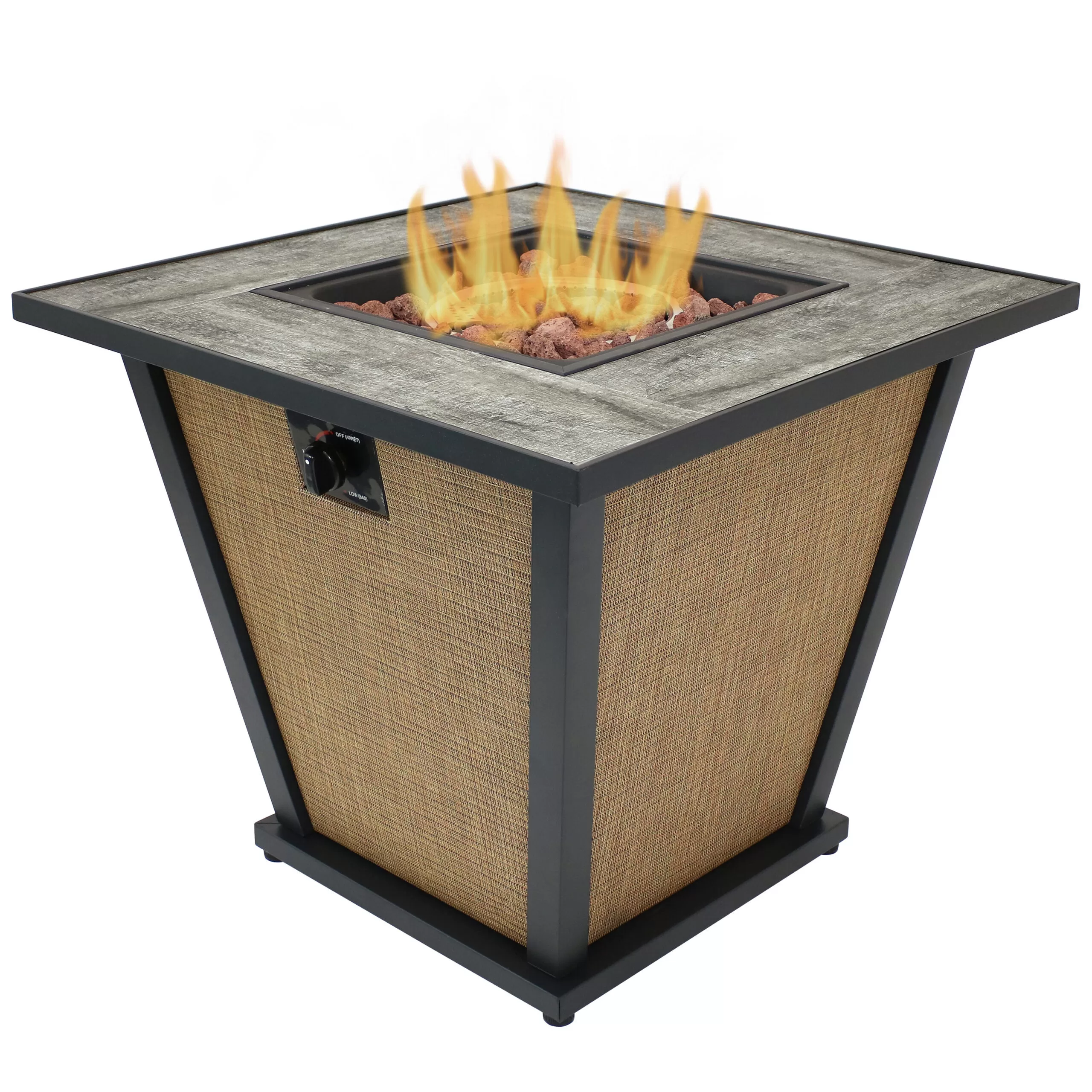 Sunnydaze Decor 28-in W 40000-BTU Brown Portable Steel Propane Gas Fire Pit Table
