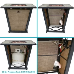 Sunnydaze Decor 28-in W 40000-BTU Brown Portable Steel Propane Gas Fire Pit Table