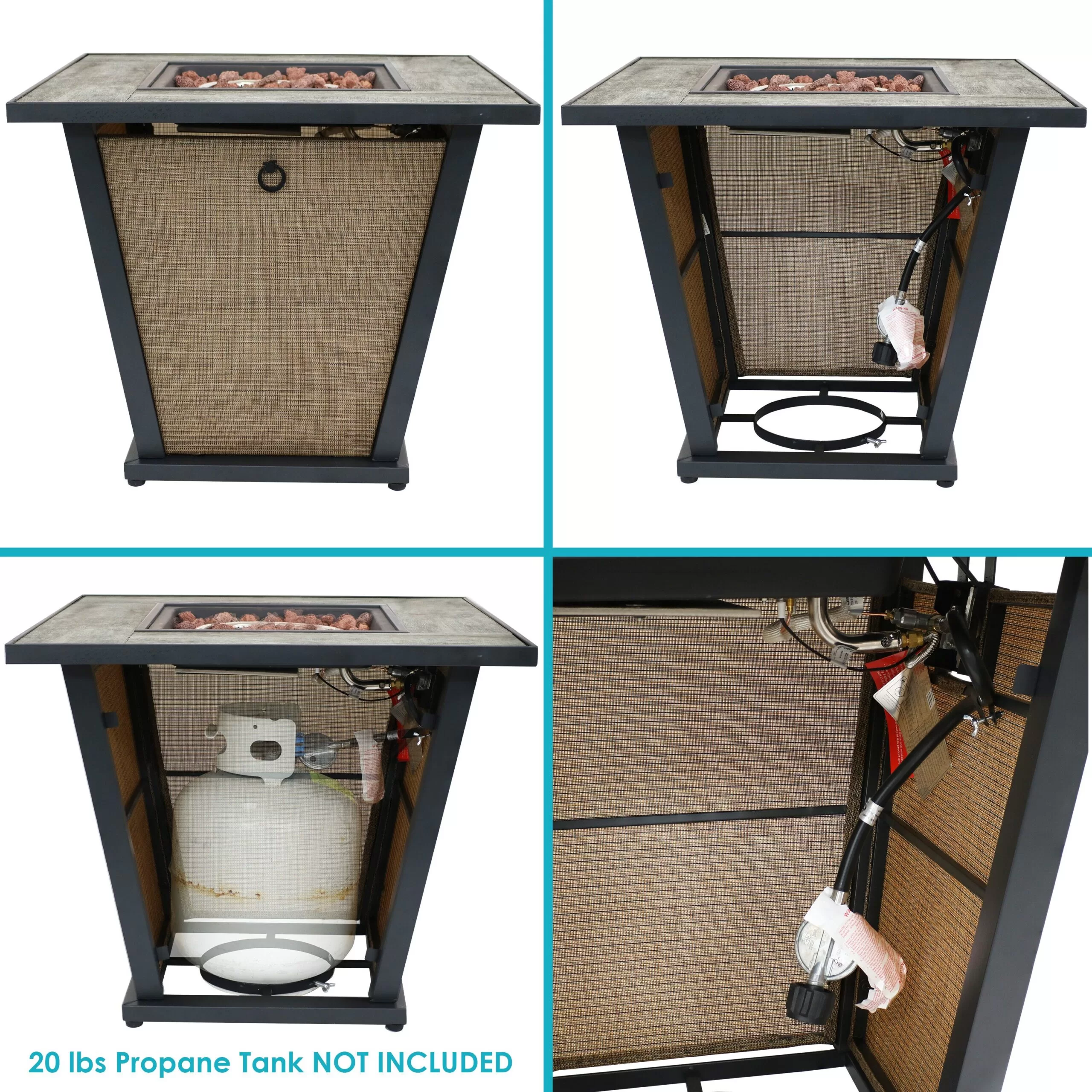 Sunnydaze Decor 28-in W 40000-BTU Brown Portable Steel Propane Gas Fire Pit Table