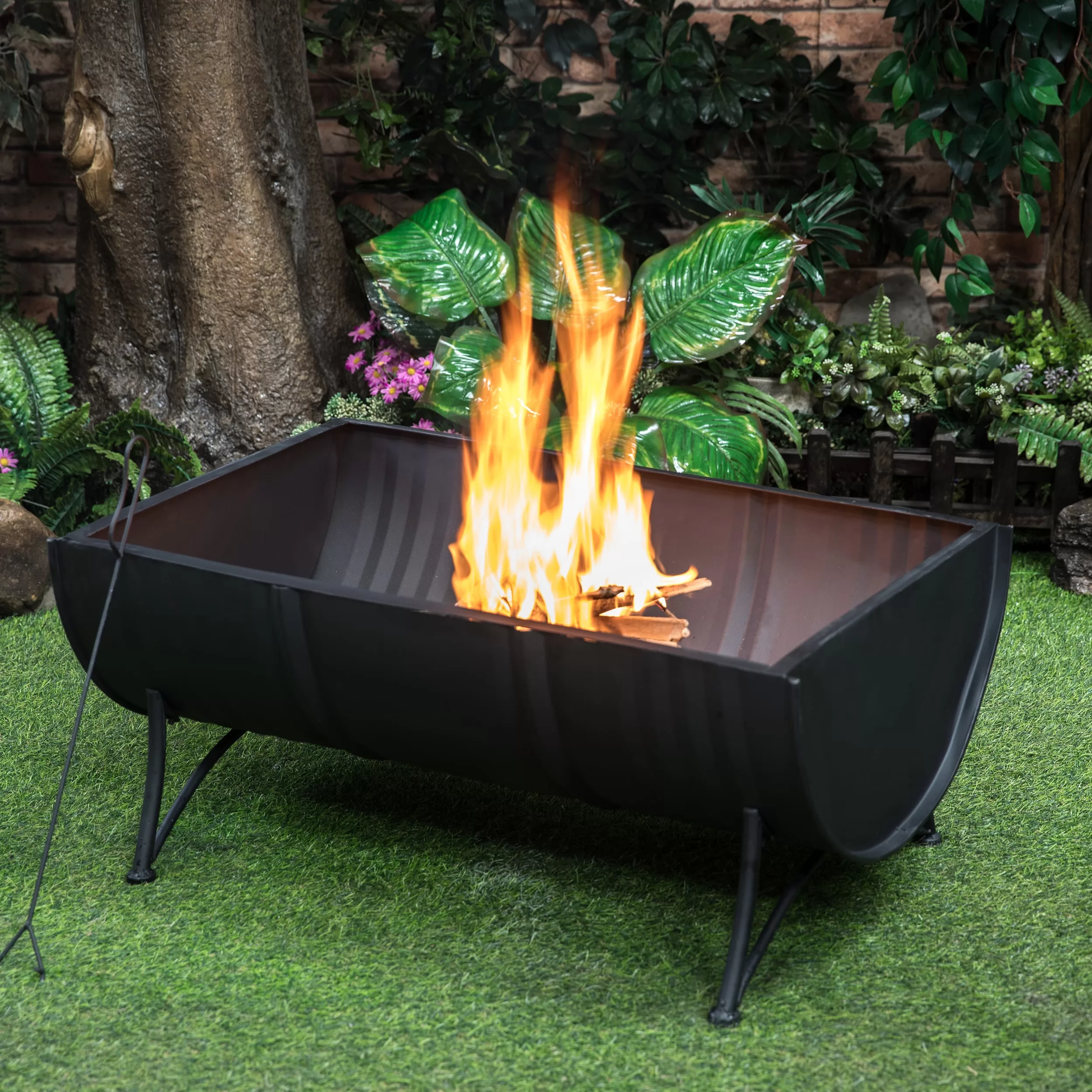 Deko Living 35.5-in W Black Iron Wood-Burning Fire Pit
