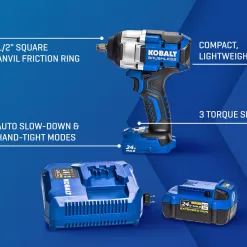 Kobalt Next-Gen 24-volt Variable Speed Brushless 1/2-in Drive Cordless Impact Wrench (Battery Included)