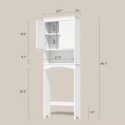 Gizoon Over The Toilet Storage Cabinet with Adjustable Shelf and Double Doors - White
