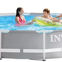Intex 12 Foot Prism Frame Above Ground Swimming Pool w/ Pump & Pool Ladder