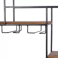 Grayson Lane 6-Bottle Black with 5 Glass Holder Slots Iron Wall-mounted Wine Rack