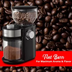 brentwood Black Coffee Grinder with 8 oz. Hopper Capacity, 12 Grinding Coarseness Options, Burr Grinder, Knob Control