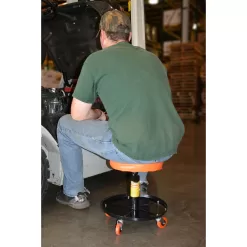 Black Bull Adjustable Roller Seat Red | Thick Foam Padded | 5 Swivel Casters | Supports up to 300 lb | Creepers & Work Seats