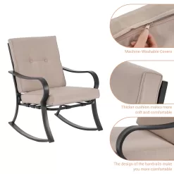 ACEGOSES Atlantic 3-Piece Patio Conversation Set with Tan Cushions