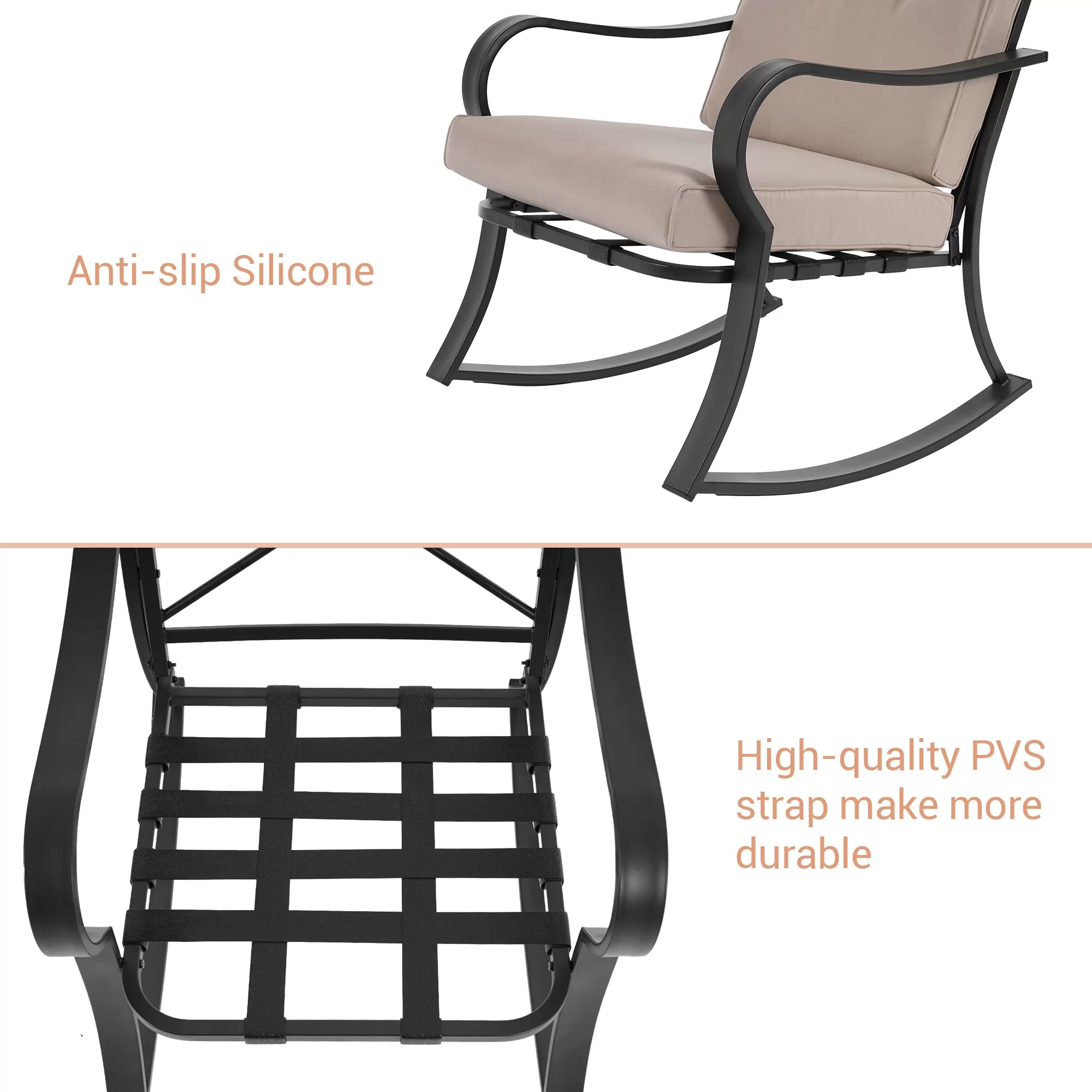 ACEGOSES Atlantic 3-Piece Patio Conversation Set with Tan Cushions