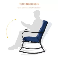 ACEGOSES Atlantic 3-Piece Patio Conversation Set with Blue Cushions