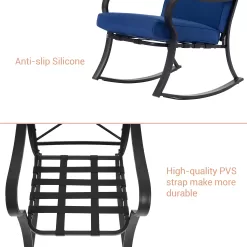 ACEGOSES Atlantic 3-Piece Patio Conversation Set with Blue Cushions