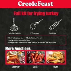 Creole Feast Premium Aluminum Propane 30-Quart 20-lb. cylinder Electronic Ignition Gas Turkey Fryer