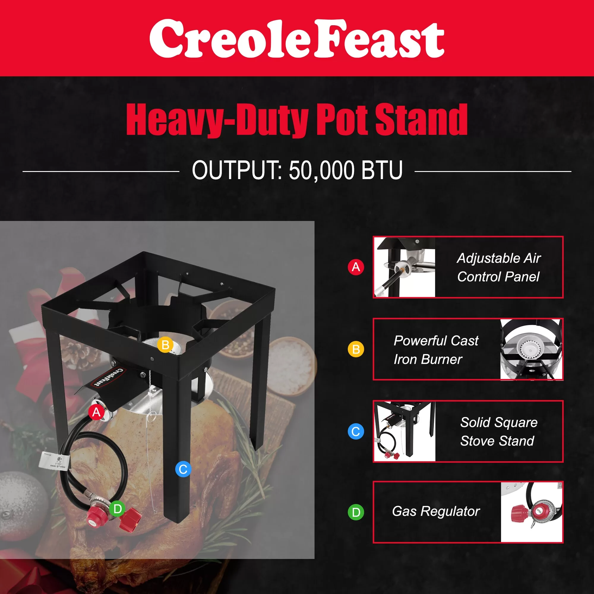 Creole Feast Premium Aluminum Propane 30-Quart 20-lb. cylinder Electronic Ignition Gas Turkey Fryer