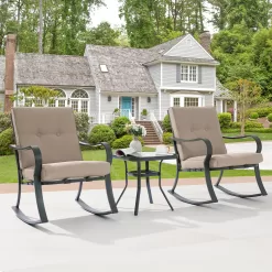 ACEGOSES Atlantic 3-Piece Patio Conversation Set with Tan Cushions