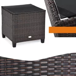 Goplus 3-Piece Rattan Patio Conversation Set with Off-white Cushions