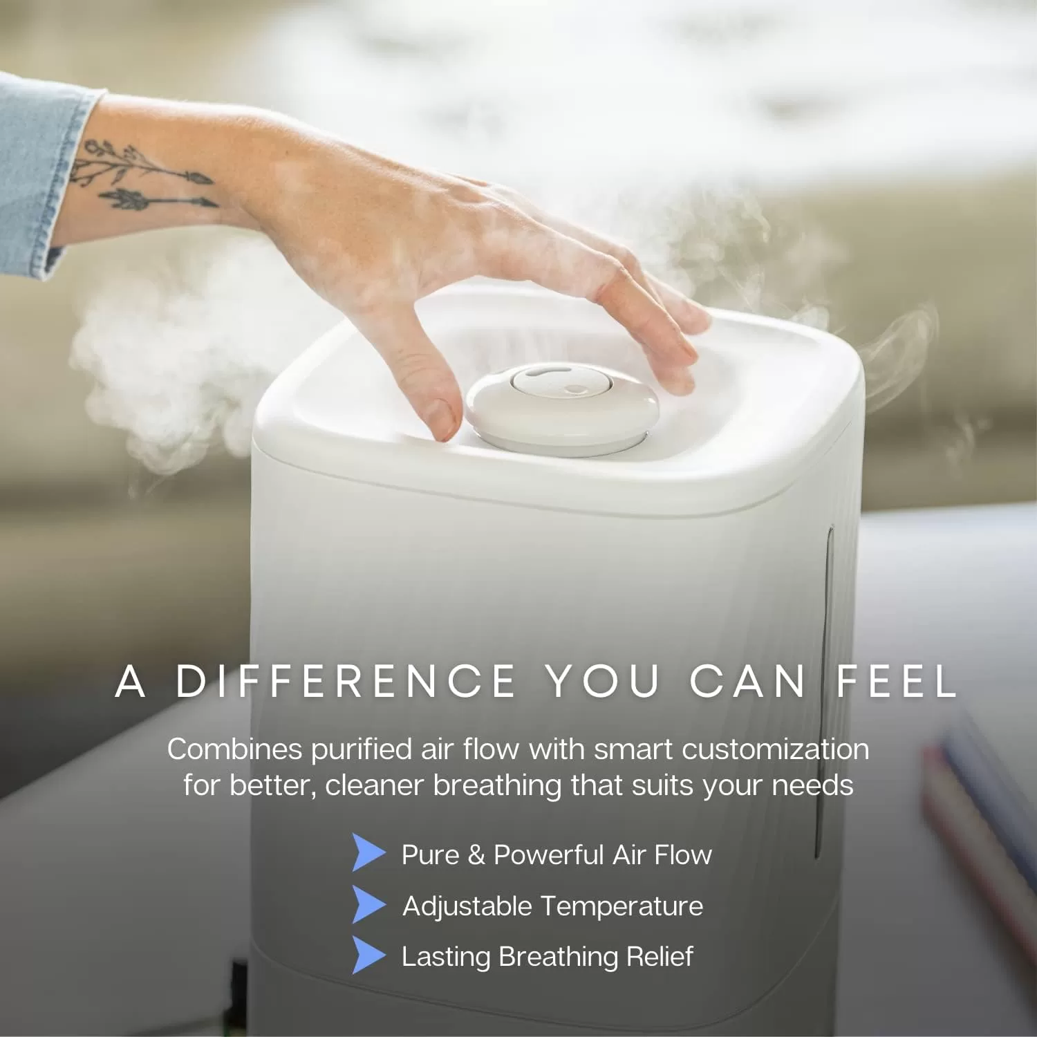 MIKO Humidifier With Cool and Warm Mist, Ultrasonic Humidifiers