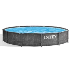 Intex Greywood Prism Frame 12 Foot x 30 Inch Round Above Ground Outdoor Swimming Pool