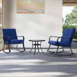 ACEGOSES Atlantic 3-Piece Patio Conversation Set with Blue Cushions