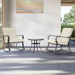 ACEGOSES Atlantic 3-Piece Patio Conversation Set with Tan Cushions