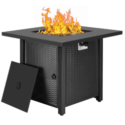 Vineego 28-in W 50000-BTU Black Tabletop Stainless Steel Natural Gas Fire Pit Table