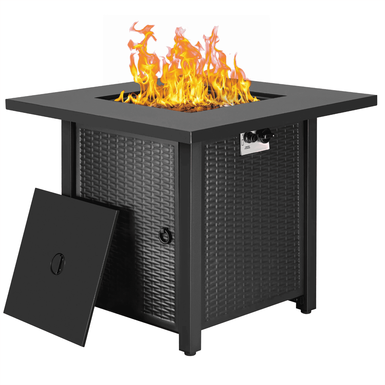 Vineego 28-in W 50000-BTU Black Tabletop Stainless Steel Natural Gas Fire Pit Table