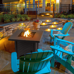 Vineego 28-in W 50000-BTU Black Tabletop Stainless Steel Natural Gas Fire Pit Table