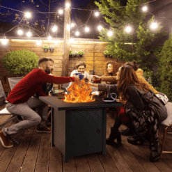 Vineego 28-in W 50000-BTU Black Tabletop Stainless Steel Natural Gas Fire Pit Table