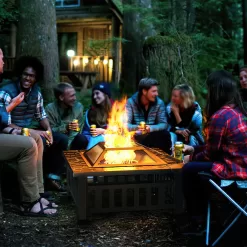 Vineego 32-in W Black Stainless Steel Wood-Burning Fire Pit