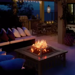 Vineego 32-in W Black Stainless Steel Wood-Burning Fire Pit