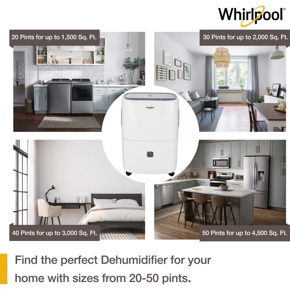 Whirlpool 50-Pint 2-Speed Dehumidifier with Built-In Pump ENERGY STAR (For Rooms 3001+ Sq ft)