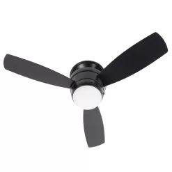 Harbor Breeze Mazon 44-in Black Integrated LED Indoor Flush Mount Ceiling Fan with Light and Remote (3-Blade)