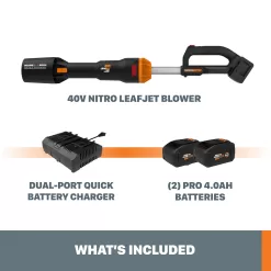 WORX POWER SHARE 40-volt 620-CFM 125-MPH Battery Handheld Leaf Blower 4 Ah (Battery and Charger Included)