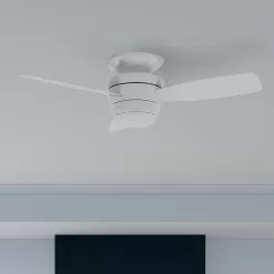 Harbor Breeze Mazon 44-in White Integrated LED Indoor Flush Mount Ceiling Fan with Light and Remote (3-Blade)