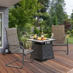 Nuu Garden 28.15-in W 50000-BTU Black Tabletop Iron Propane Gas Fire Pit Table