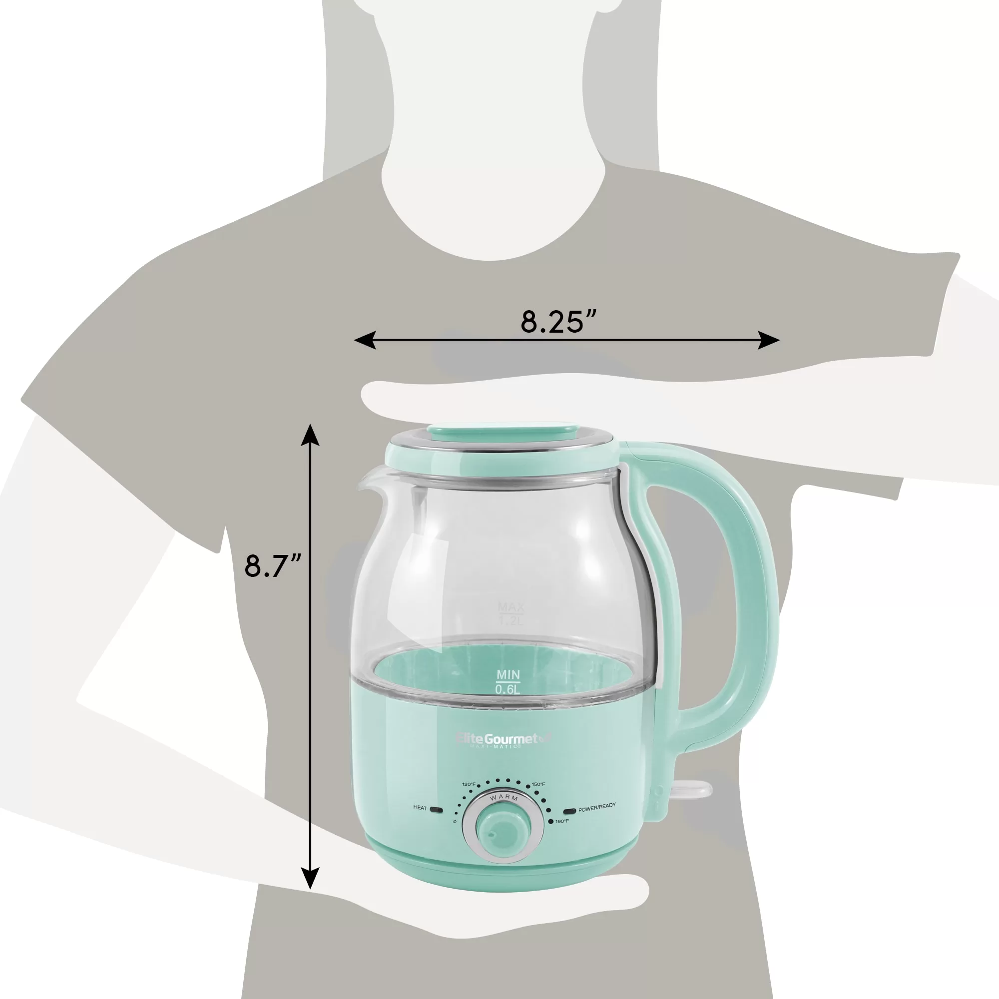 Elite Mint Green 5-Cup Cordless Manual Electric Kettle