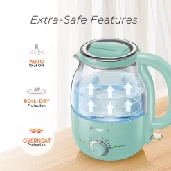 Elite Mint Green 5-Cup Cordless Manual Electric Kettle