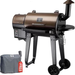 Z GRILLS ZPG-450A 2023 Upgrade Wood Pellet Grill & Smoker 6 in 1 BBQ Grill Auto Temperature Control, 450 Sq in Bronze