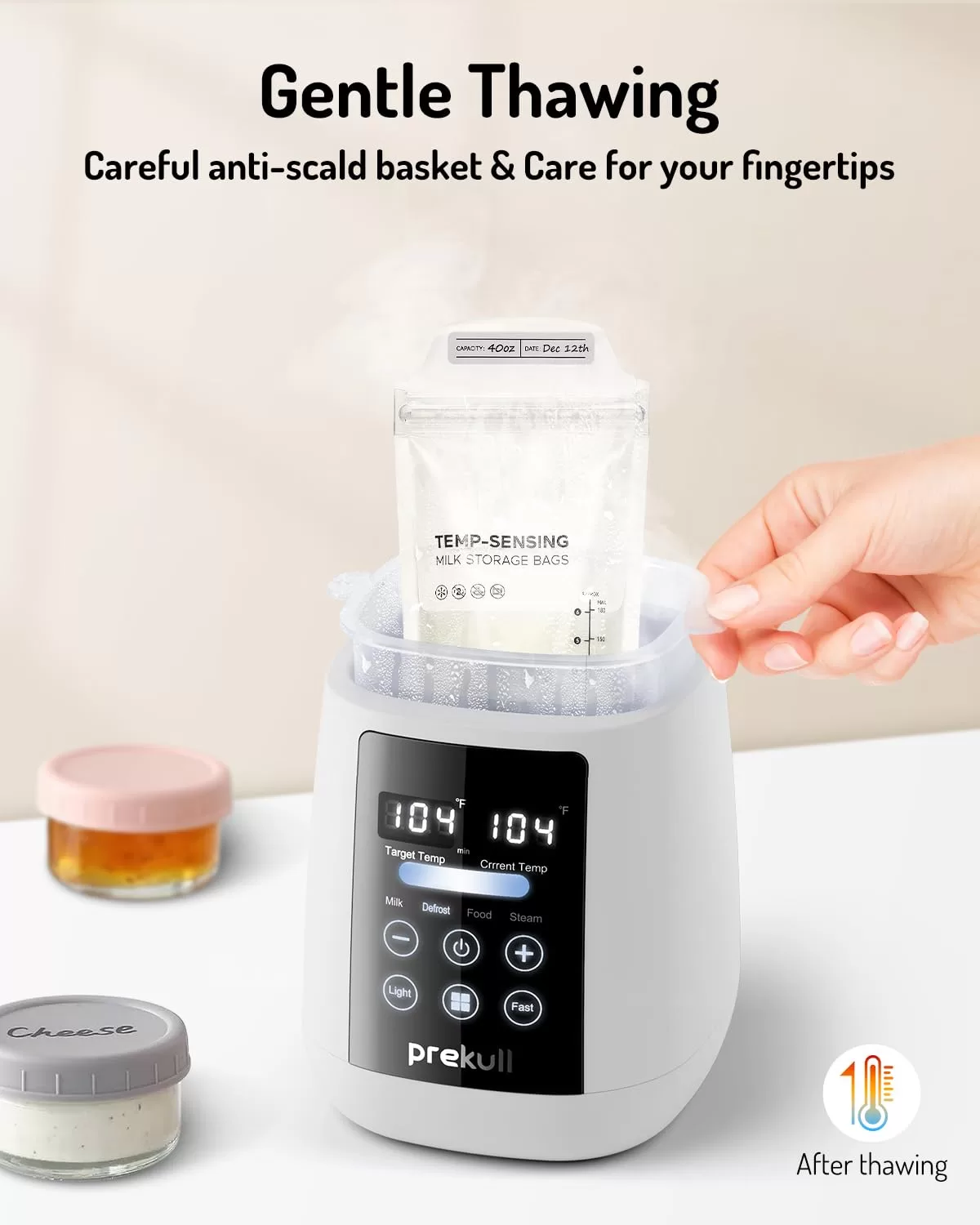 Prekull Fast Baby Bottle Warmer for Breastmilk, Formula with Accurate Temp Control, Bottle Warmers for All Bottles