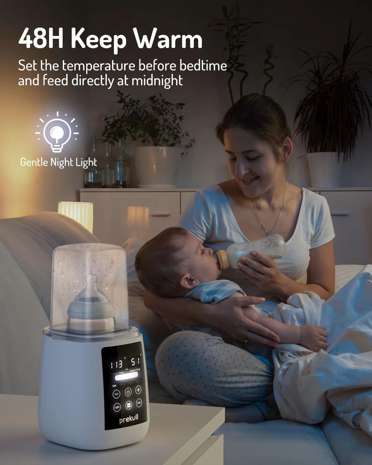 Prekull Fast Baby Bottle Warmer for Breastmilk, Formula with Accurate Temp Control, Bottle Warmers for All Bottles