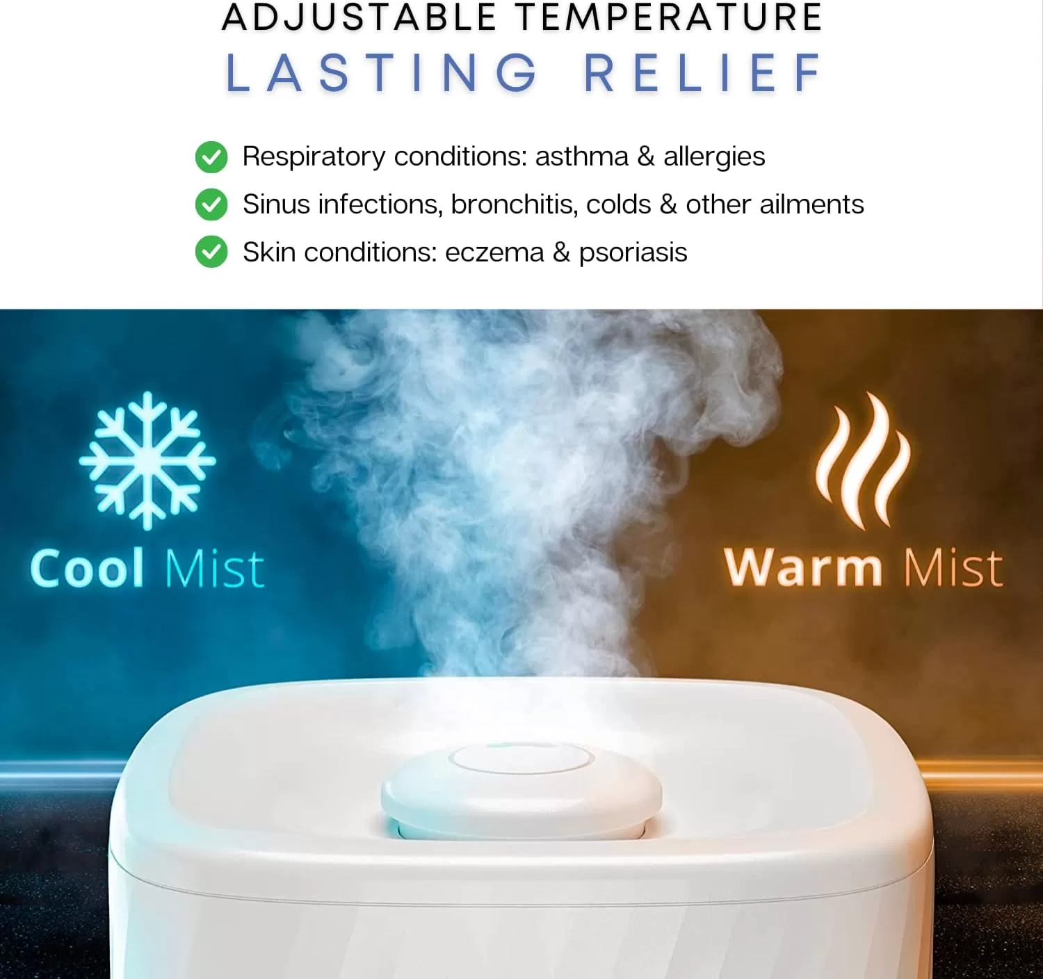 MIKO Humidifier With Cool and Warm Mist, Ultrasonic Humidifiers