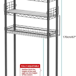 Hodonas Bathroom Organizer Over Toilet Storage, 4-Tier Toilet Shelf Bathroom Shelves Over Toilet, Gray