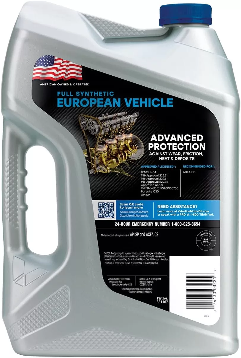 Valvoline European Vehicle Full Synthetic XL-III SAE 5W-30 Motor Oil 5 QT, Case of 3