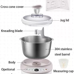 Bear HMJ-A50B1 Dough Maker with Ferment Function, Microcomputer Timing, Face-up Touch Panel, 4.5Qt, 304 Stainless Steel