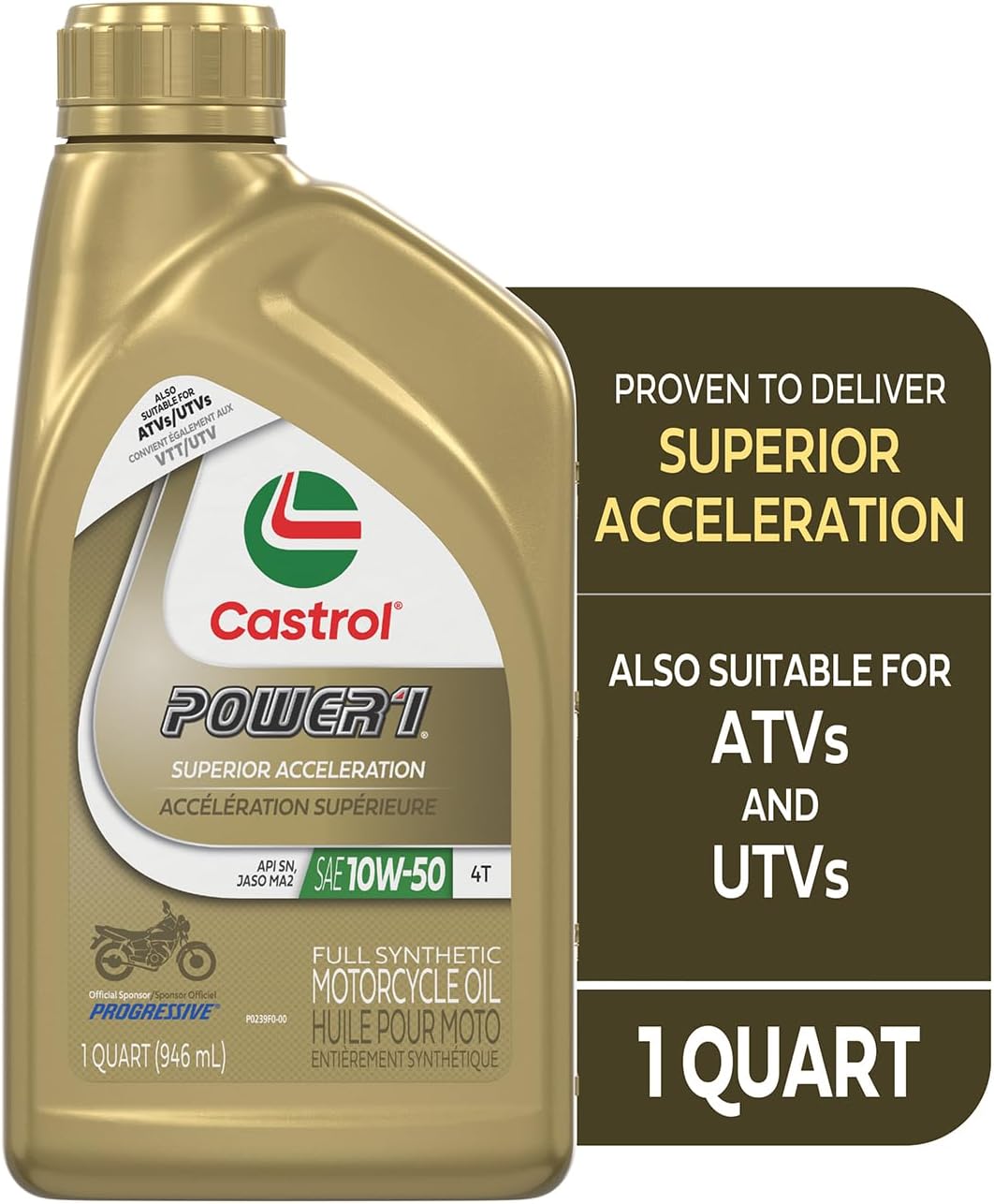 Castrol Power1 4T 10W-50 Full Synthetic Motorcycle Oil, 1 Quart, Pack of 6 - Image 2