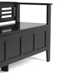 SIMPLIHOME Adams SOLID WOOD 48 Inch Wide Contemporary Entryway Storage Bench with Safety Hinge