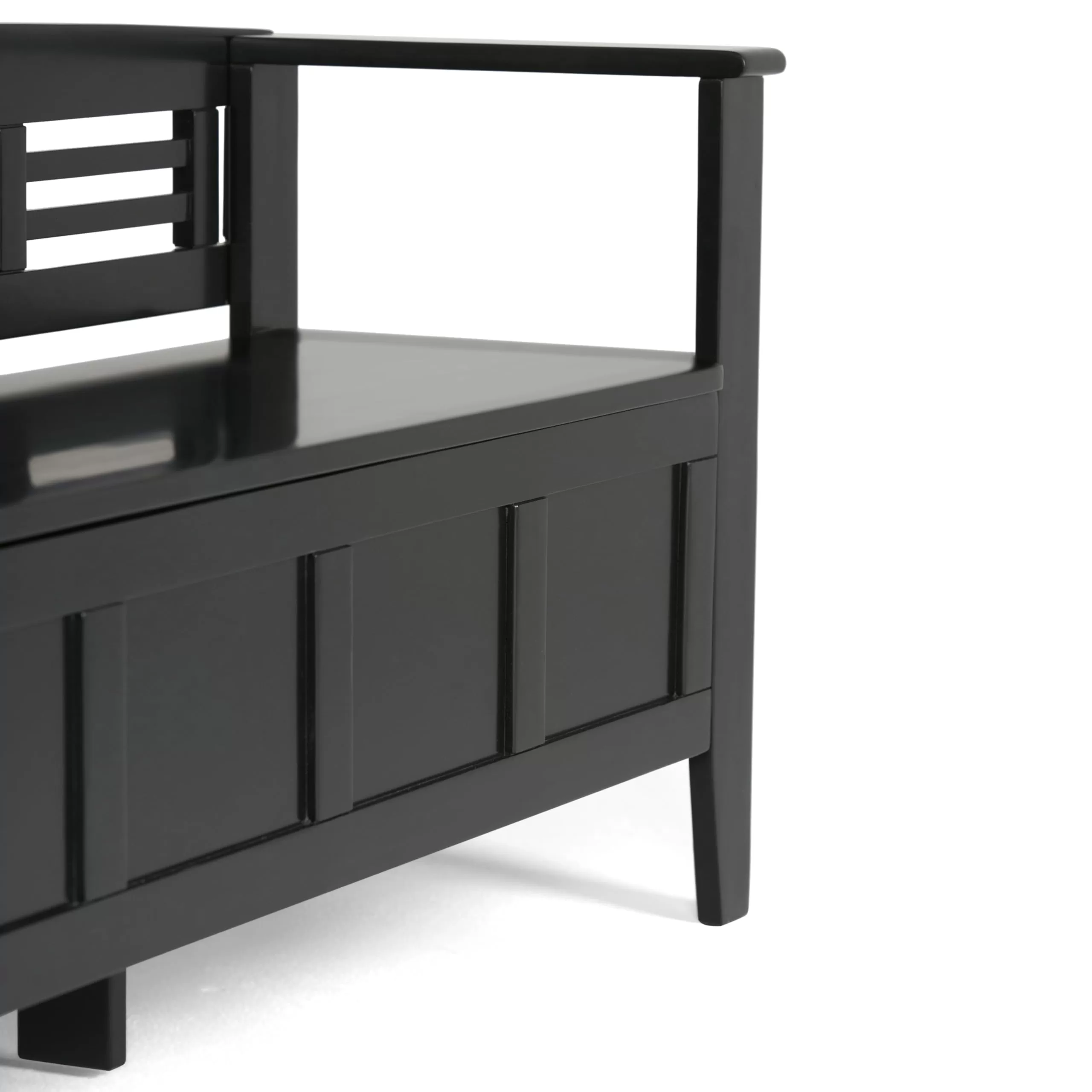 SIMPLIHOME Adams SOLID WOOD 48 Inch Wide Contemporary Entryway Storage Bench with Safety Hinge