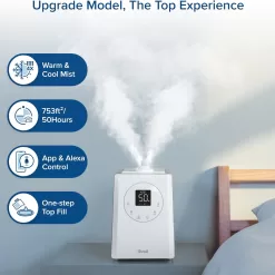 LEVOIT LV600S Smart Warm and Cool Mist Humidifiers for Home Bedroom Large Room - Quiet Sleep Mode
