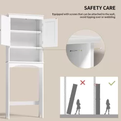 Gizoon Over The Toilet Storage Cabinet with Adjustable Shelf and Double Doors - White
