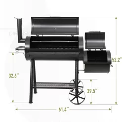 MFSTUDIO Heavy Duty Smoker, X-Large Charcoal Grill with Offset Smoker, 942 sq.in. Cooking Area, For Outdoor Camping Family & Friends Gathering, Black