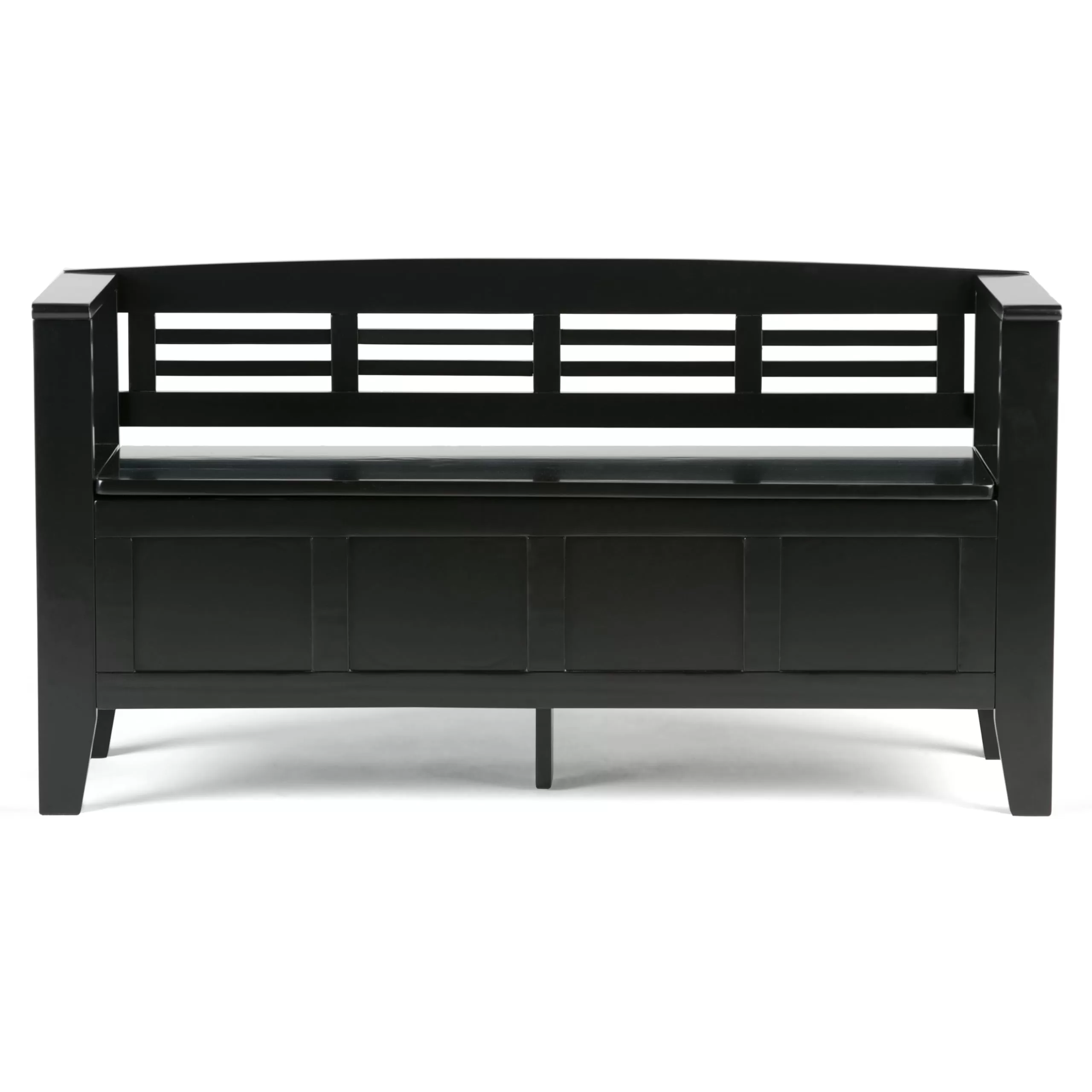 SIMPLIHOME Adams SOLID WOOD 48 Inch Wide Contemporary Entryway Storage Bench with Safety Hinge
