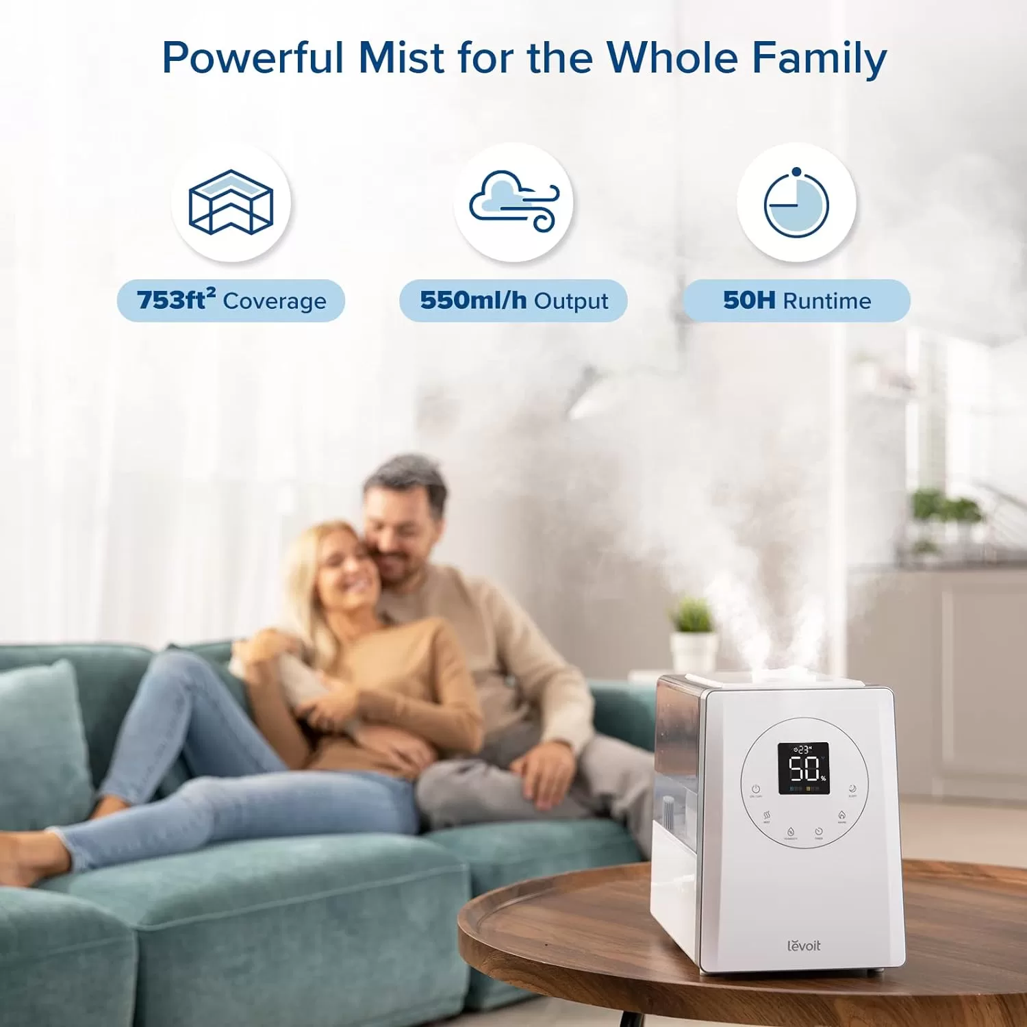 LEVOIT LV600S Smart Warm and Cool Mist Humidifiers for Home Bedroom Large Room - Quiet Sleep Mode